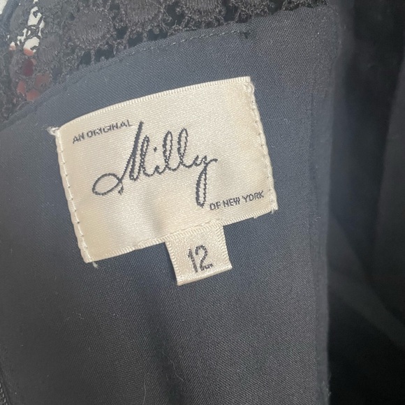 Vintage Original Milly of NY Black Lace Crochet Detail Mod Dress, Size 12 - Picture 4 of 8